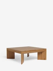 Natural Chunky Chamfered Oak and Oak Veneer Large Coffee Table - Image 5 of 6