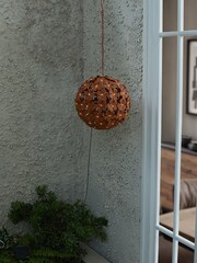 Rust Brown Solar Floral Metal Sphere - Image 1 of 4