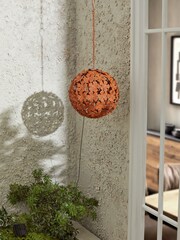 Rust Brown Solar Floral Metal Sphere - Image 2 of 4