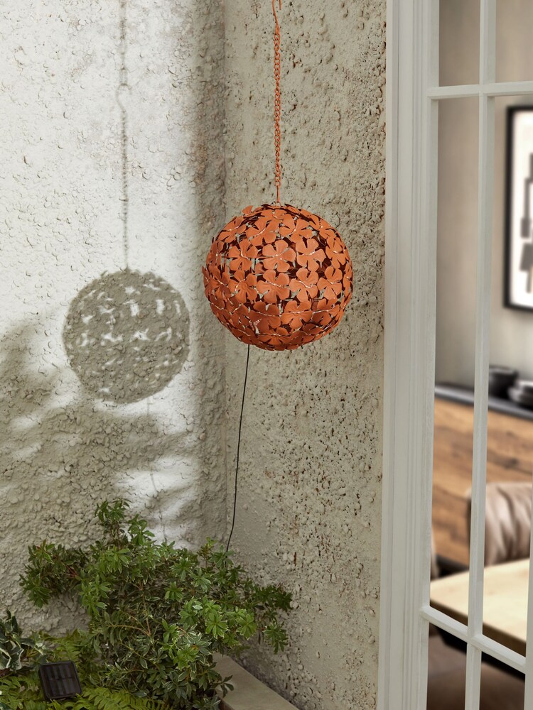 Rust Brown Solar Floral Metal Sphere - Image 2 of 4