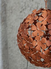 Rust Brown Solar Floral Metal Sphere - Image 3 of 4