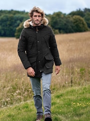 Black Shower Resistant Hooded Parka Coat - Image 2 of 8