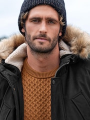 Black Shower Resistant Hooded Parka Coat - Image 4 of 8