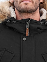 Black Shower Resistant Hooded Parka Coat - Image 5 of 8