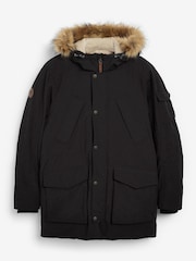 Black Shower Resistant Hooded Parka Coat - Image 8 of 8