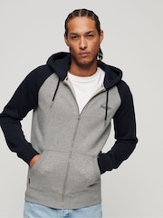 Superdry Grey/White Essential Baseball Zip-Up Hoodie - Image 11 of 11