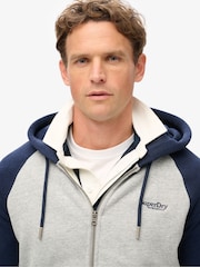 Superdry Grey/White Essential Baseball Zip-Up Hoodie - Image 3 of 5