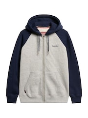 Superdry Grey/White Essential Baseball Zip-Up Hoodie - Image 4 of 5