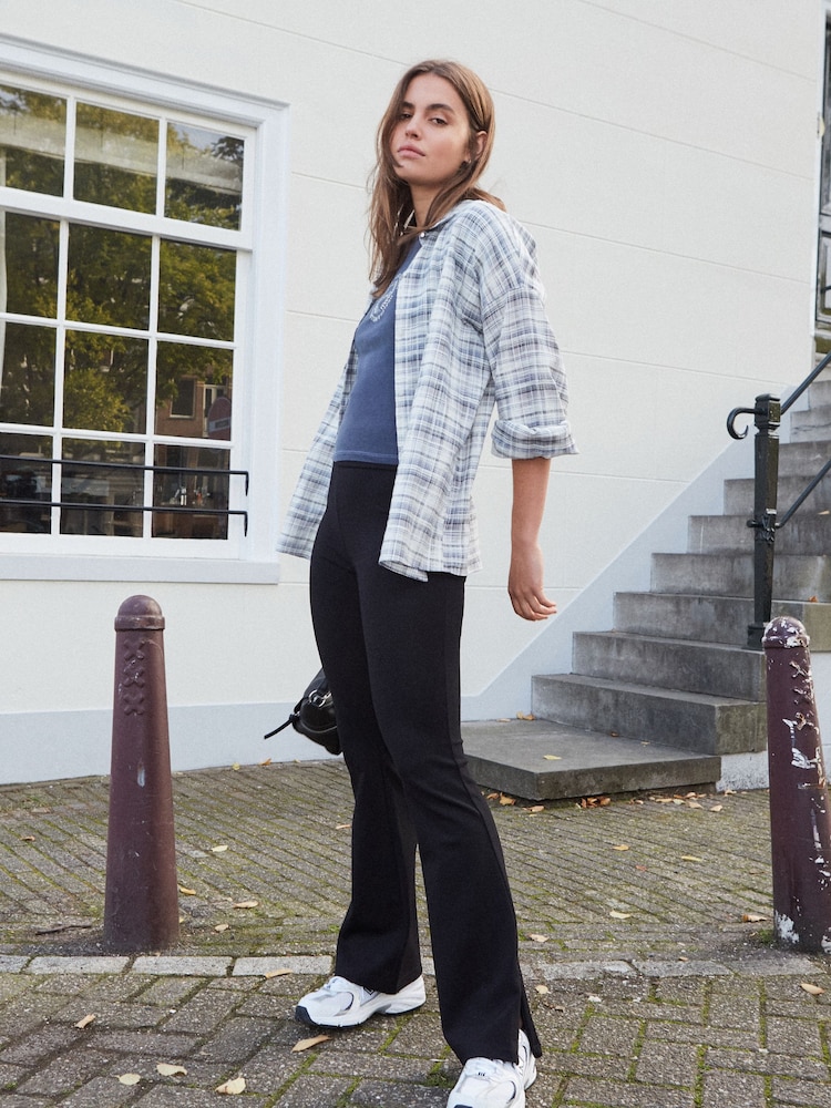 Black Power Sculpting Ponte Flare Leggings - Image 1 of 6