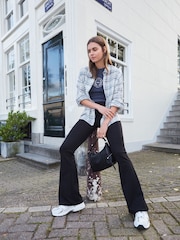 Black Power Sculpting Ponte Flare Leggings - Image 2 of 6
