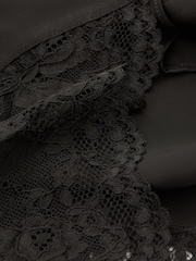 Reiss Black Clarissa Viscose Satin Lace Trim Shorts - Image 6 of 6