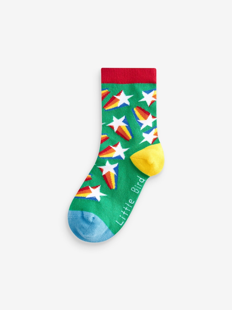 Little Bird by Jools Oliver Multi Star and Checkerboard Socks 5 Pack - Image 2 of 11