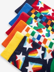 Little Bird by Jools Oliver Multi Star and Checkerboard Socks 5 Pack - Image 7 of 11