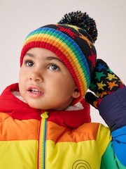 Little Bird by Jools Oliver Navy Rainbow Striped Mittens/Gloves Set - Image 2 of 7