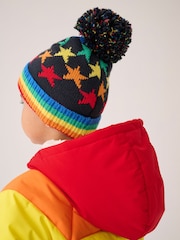 Little Bird by Jools Oliver Navy Rainbow Striped Mittens/Gloves Set - Image 3 of 7