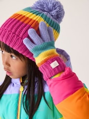 Little Bird by Jools Oliver Multi Rainbow Striped Mittens/Gloves Set - Image 3 of 7