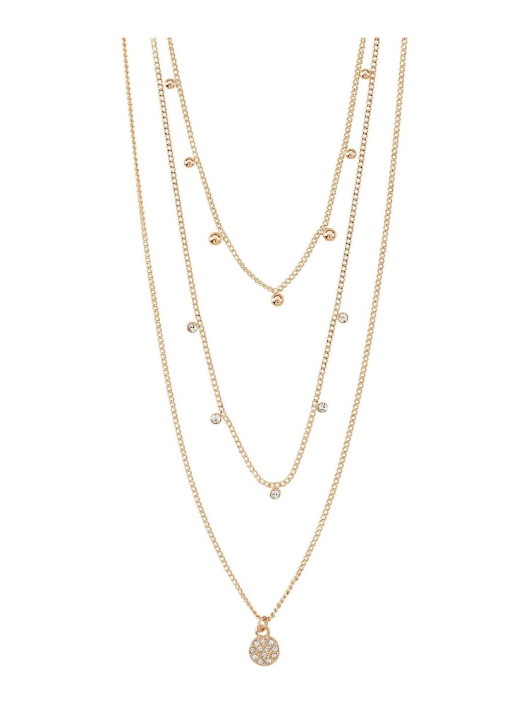 PILGRIM Gold Tone Chayenne Recycled Layered Crystal Necklace - Image 1 of 4