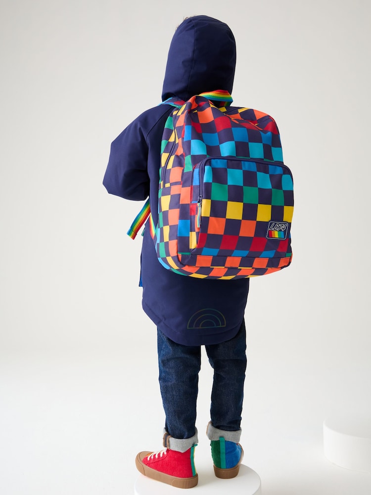 Little Bird by Jools Oliver Navy Checkerboard Bag Rainbow Backpack - Image 1 of 9