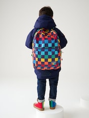 Little Bird by Jools Oliver Navy Checkerboard Bag Rainbow Backpack - Image 4 of 9