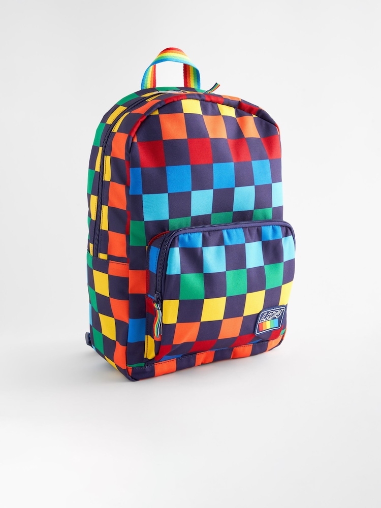 Little Bird by Jools Oliver Navy Checkerboard Bag Rainbow Backpack - Image 6 of 9