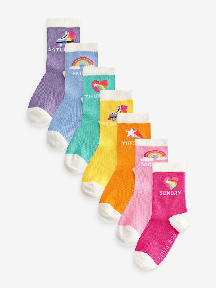 Mehrfarbig/Pastell - Little Bird by Jools Oliver Rainbow Days of the Week Socks 7 Pack - Bild 1 von 7 Mehrfarbig/Pastell - Little Bird by Jools Oliver Rainbow Days of the Week Socks 7 Pack - Bild 1 von 7