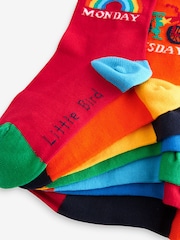 Little Bird by Jools Oliver Multi Bright Rainbow Days of the Week Socks 7 Pack - Image 10 of 10