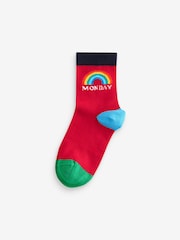 Little Bird by Jools Oliver Multi Bright Rainbow Days of the Week Socks 7 Pack - Image 2 of 10