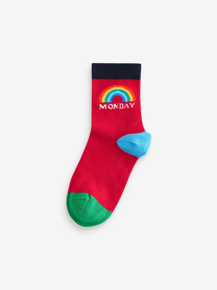 Little Bird by Jools Oliver Multi Bright Rainbow Days of the Week Socks 7 Pack - Image 2 of 10