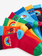 Little Bird by Jools Oliver Multi Bright Rainbow Days of the Week Socks 7 Pack - Image 9 of 10