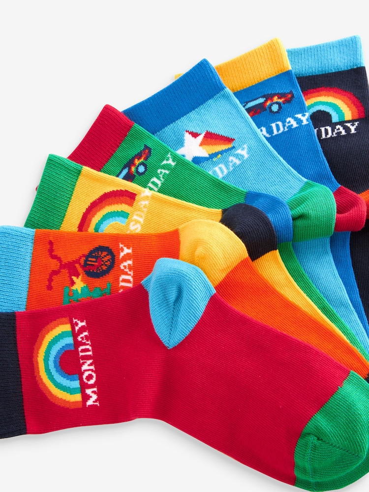 Meerkleurig - Little Bird by Jools Oliver set van 7 paar sokken met regenboogdagen - Image 9 of 10