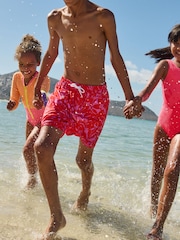Bright Pink Leaf Printed Swim Shorts (3mths-16yrs) - Image 2 of 6