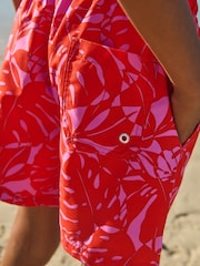 Bright Pink Leaf Printed Swim Shorts (3mths-16yrs) - Image 3 of 6