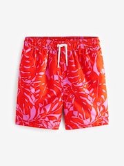 Bright Pink Leaf Printed Swim Shorts (3mths-16yrs) - Image 4 of 6