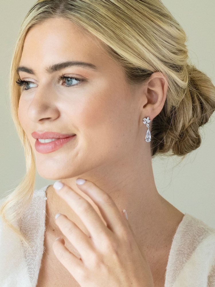 Ivory & Co Rhodium Harrogate Classic Crystal Drop Earring - Image 2 of 5