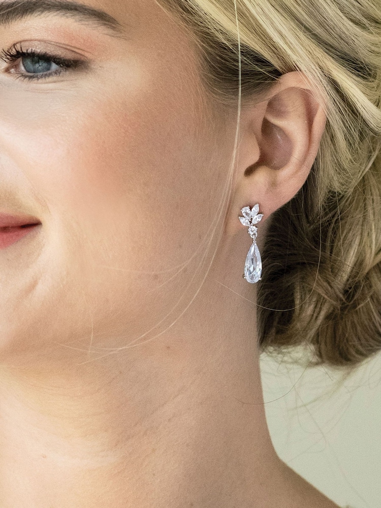 Ivory & Co Rhodium Harrogate Classic Crystal Drop Earring - Image 3 of 5