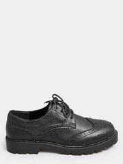 Yours Curve Black Extra Wide Fit Wide Fit Brouge Derby Shoes - Image 1 of 4