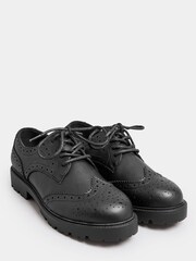 Yours Curve Black Extra Wide Fit Wide Fit Brouge Derby Shoes - Image 2 of 4