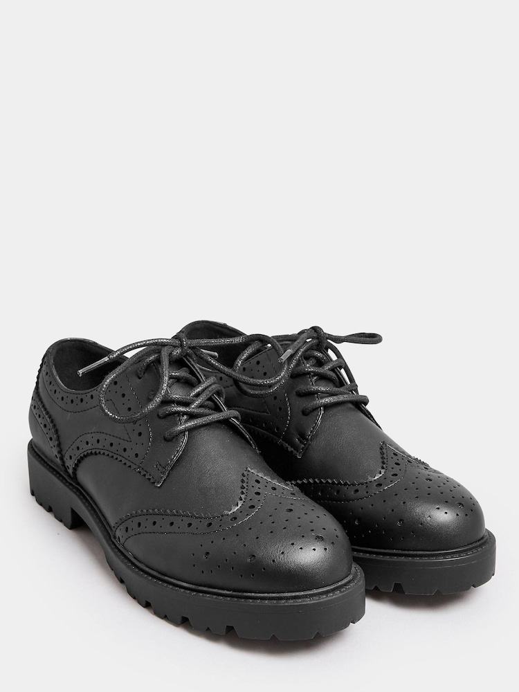 Yours Curve Black Extra Wide Fit Wide Fit Brouge Derby Shoes - Image 2 of 4