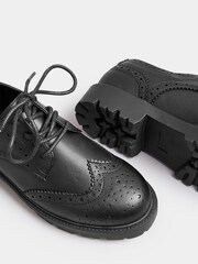 Yours Curve Black Extra Wide Fit Wide Fit Brouge Derby Shoes - Image 3 of 4