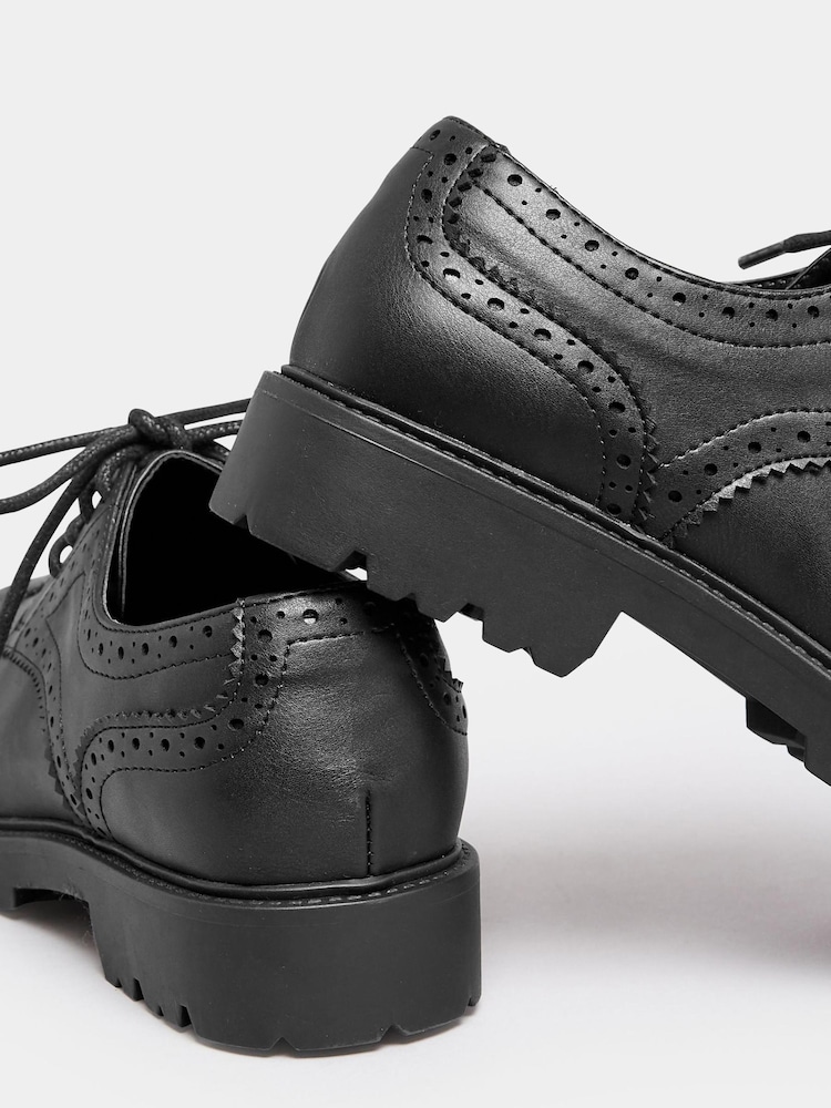 Yours Curve Black Extra Wide Fit Wide Fit Brouge Derby Shoes - Image 4 of 4