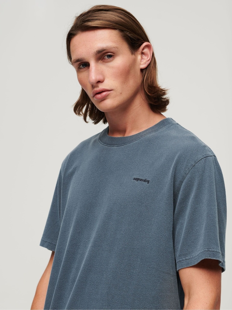 Superdry Mid Blue Vintage Washed T-Shirt - Image 1 of 4