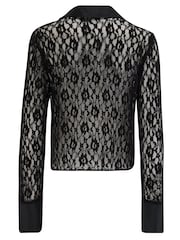 Pour Moi Black Lace Mollie Long Sleeve Cover Up Top - Image 4 of 4