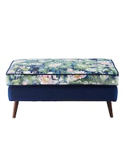 Clarke and Clarke Midnight Blue Wedgwood Waterlily Footstool - Image 2 of 3