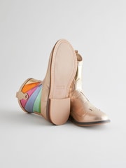Little Bird by Jools Oliver Gold Rainbow Striped Metallic Western Boots - Image 5 of 5
