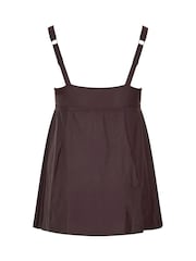 Yours Curve Brown Square Neck Core Swimdress - Image 6 of 6