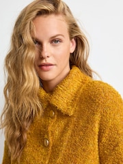 Ochre Yellow Bouclé Button Neck Jumper - Image 4 of 6