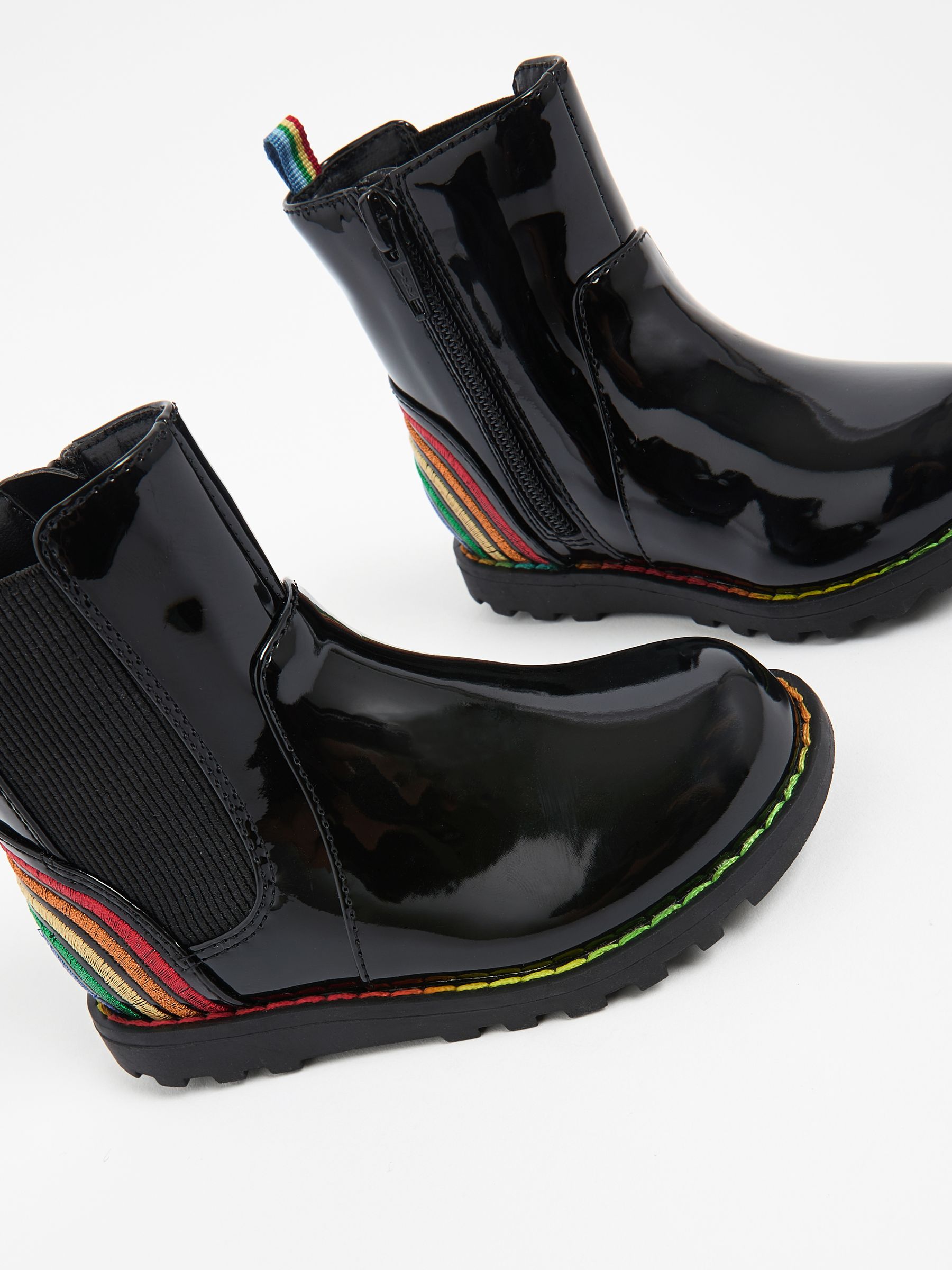 Little Bird by Jools Oliver Black Rainbow Chelsea Boots