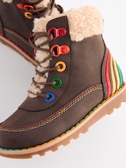 Little Bird by Jools Oliver Brown Lace up Hiker Boots - Image 3 of 7