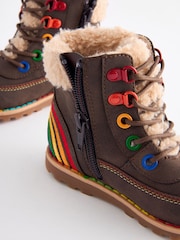 Little Bird by Jools Oliver Brown Lace up Hiker Boots - Image 4 of 7