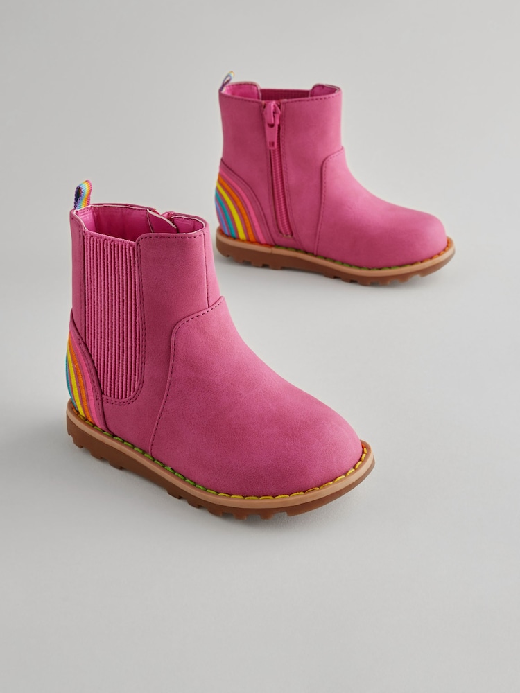 Little Bird by Jools Oliver Pink Rainbow Chelsea Boots - Image 2 of 6
